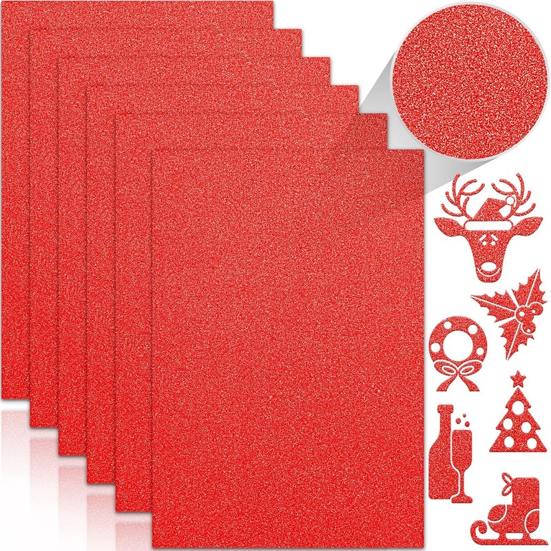 Twavang 24 Sheets Red Glitter Cardstock Paper, A4 Premium Sparkly Paper for Scrapbook, DIY Projects, Party Decoration, Gift Box Wrapping 250GSM/92lb - Image 1